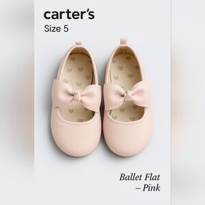 Carter's Girls Pink Ballet Flats with Bow – Size 5